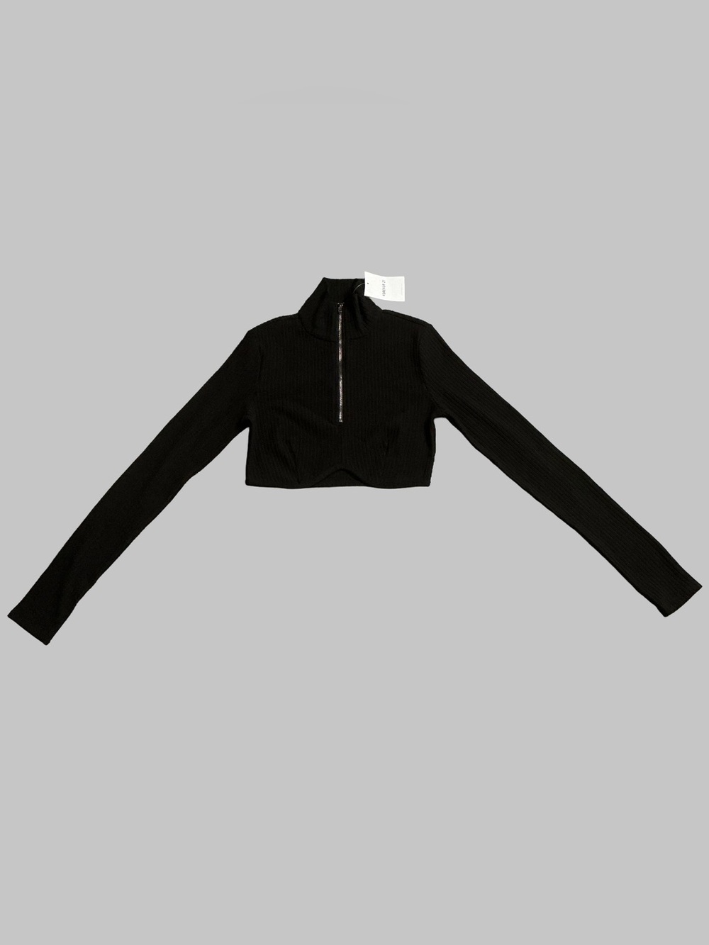 Forever 21 Front Zip Cropped Pullover - Black NWT - Picture 2 of 8